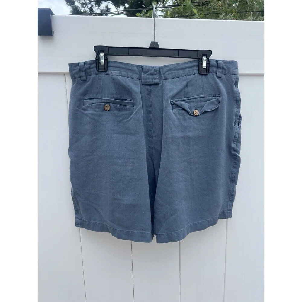 Roundtree & Yorke Caribbean 100% Silk Shorts Mens 36 Blue Gray 7” Inseam